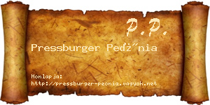 Pressburger Peónia névjegykártya